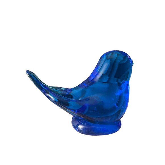 VTG ‘90 Titan Art Glass “Happy Little Bluebird” Cobalt Blue Signed Fayetteville - Picture 3 of 9